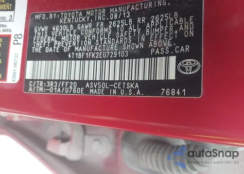 2014 Toyota Camry Se Sport from USA, damaged, VIN 4T1BF1FK2EU729103